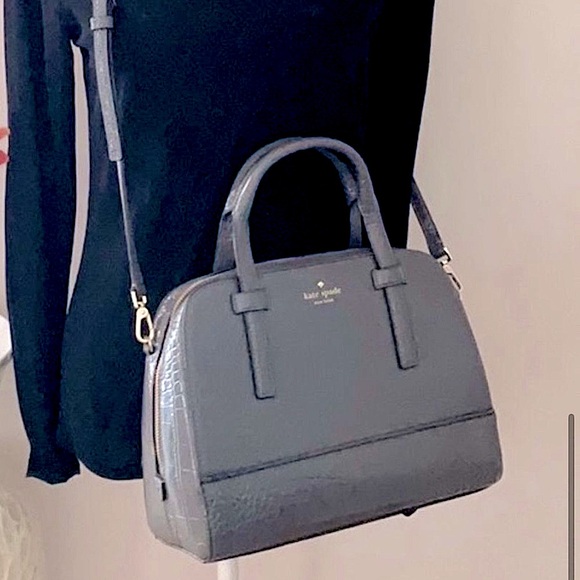 Kate Spade Gray Croc-Embossed Satchel with Gold Hardware  NWOT - Picture 8 of 14